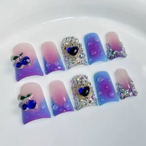 Elegant Purple and Blue Nail Art Set